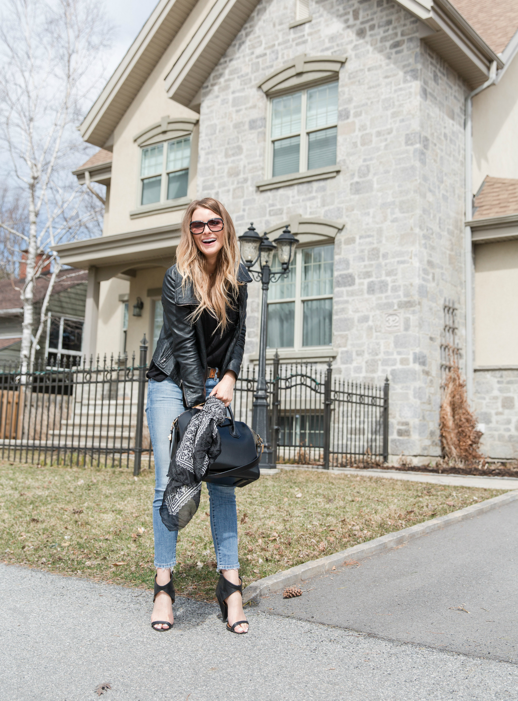 life with aco, cleavage bra, leather jacket outfit, gucci sunglasses,  ottawa blog - Life with A.Co by Amanda L. Conquer