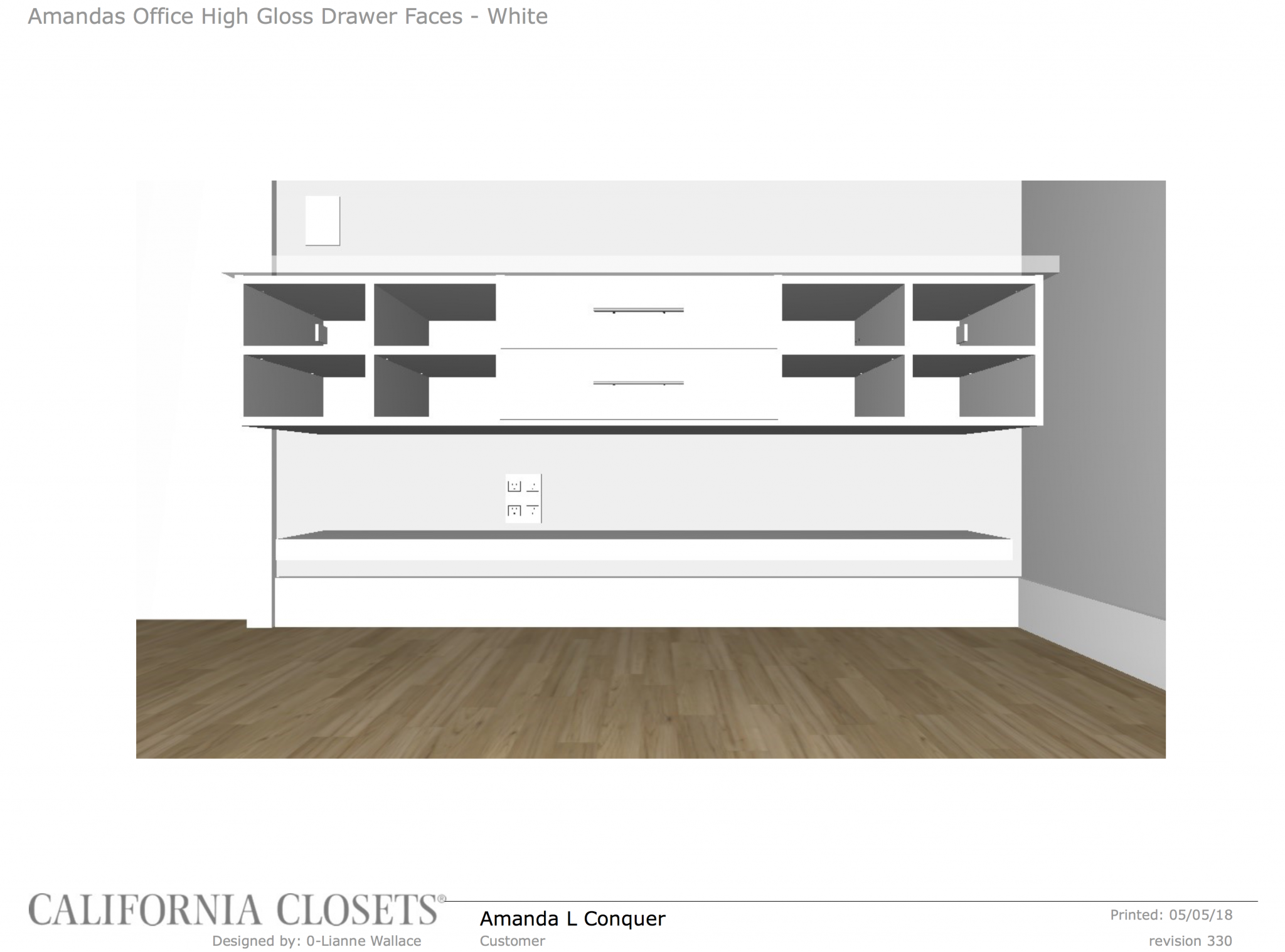 California closets digital design mock up for office