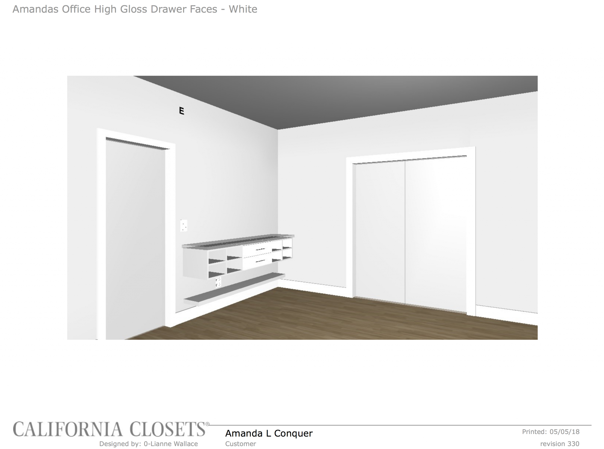 California closets digital design mock up for office