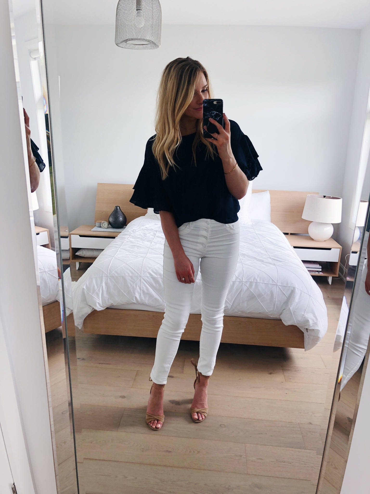 1 person, mirror selfie, blogger clothing try on session